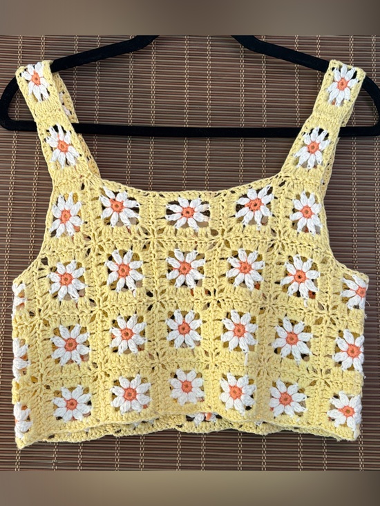 Altar'd State Tops - Altar’d State Yellow Daisy Crochet Crop Tank Top